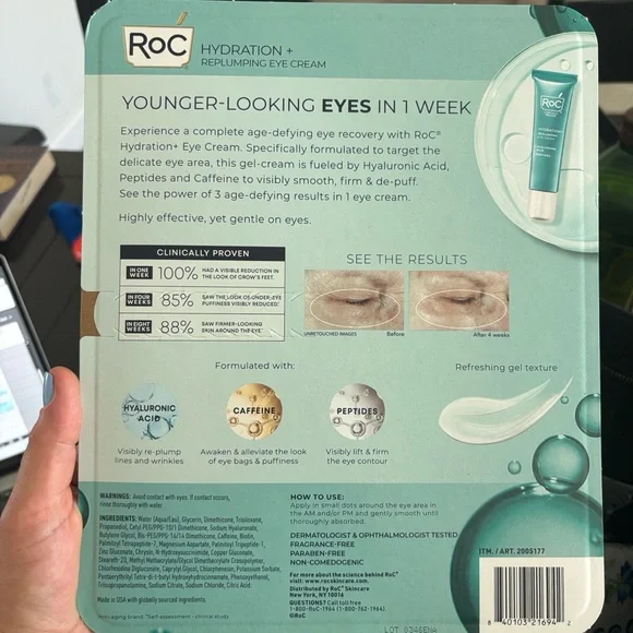 NEW ROC Hydration+ Replumping Eye Cream,
0.6 fl oz, 3-pack - Fully Sealed - Picture 6 of 8